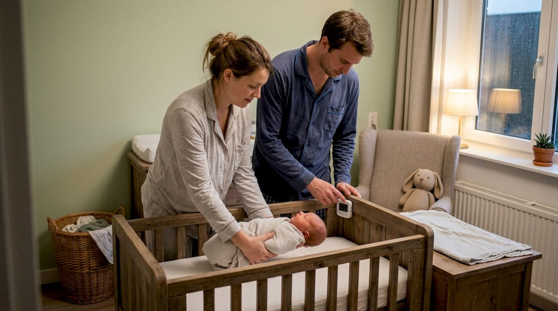 Ouders leggen hun baby altijd op de rug in het wiegje, zodat het veilig kan slapen.