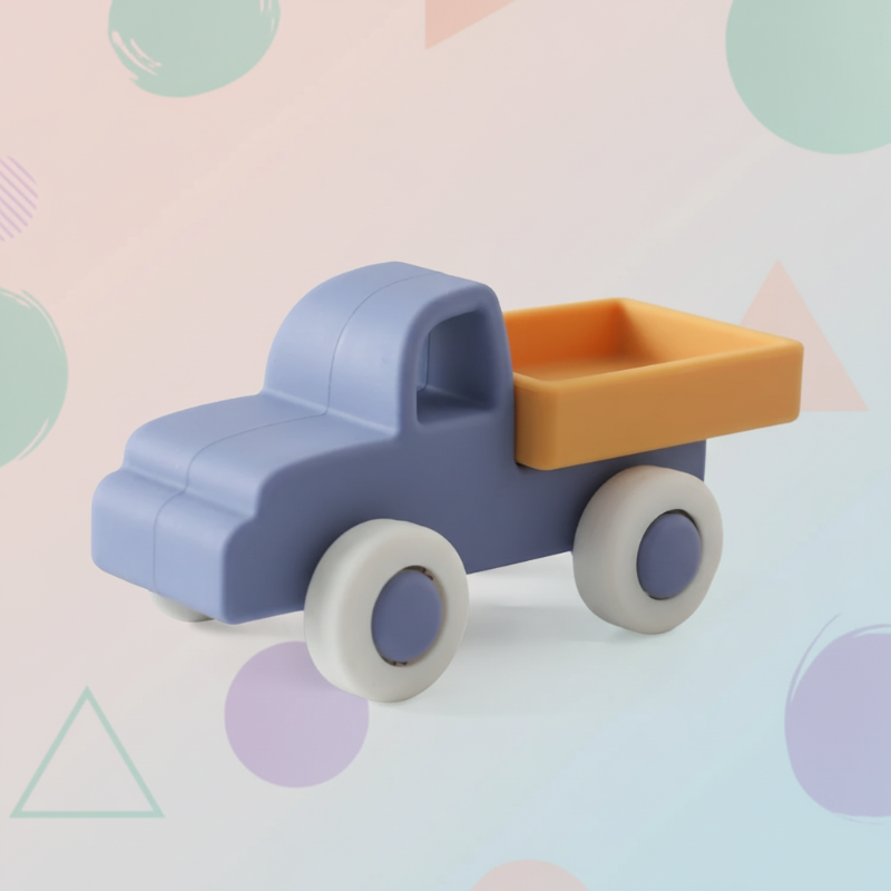 Montessori Silicone Toy Car – Veilig & Bijtvriendelijk – Siliconen Bijt Speelgoed Voertuig