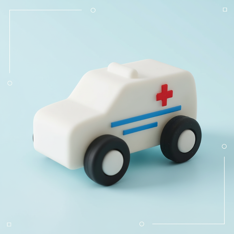 Montessori Silicone Toy Car – Veilig & Bijtvriendelijk – Siliconen Bijt Speelgoed Voertuig