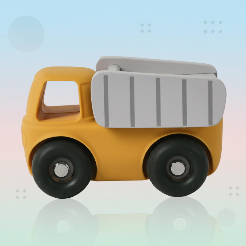 Montessori Silicone Toy Car – Veilig & Bijtvriendelijk – Siliconen Bijt Speelgoed Voertuig
