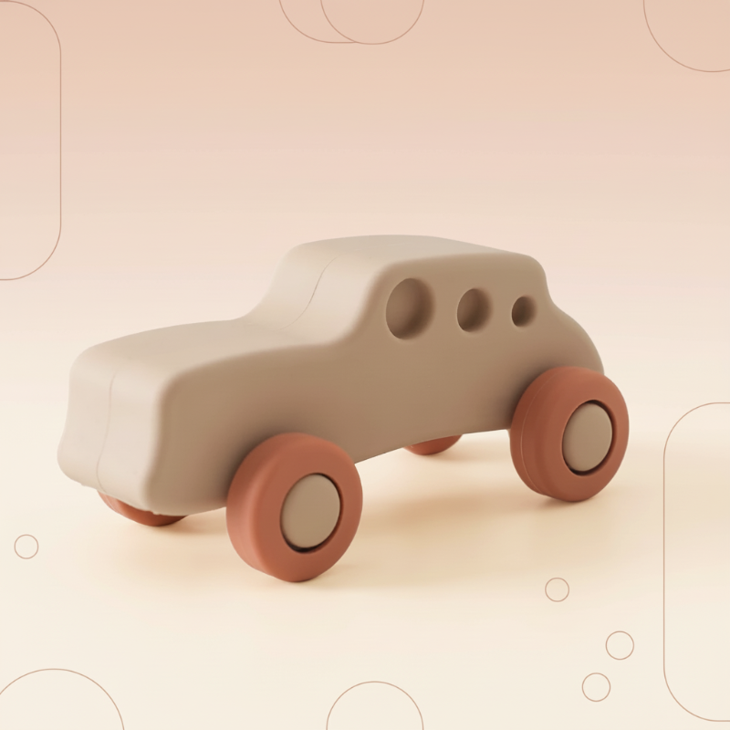 Montessori Silicone Toy Car – Veilig & Bijtvriendelijk – Siliconen Bijt Speelgoed Voertuig