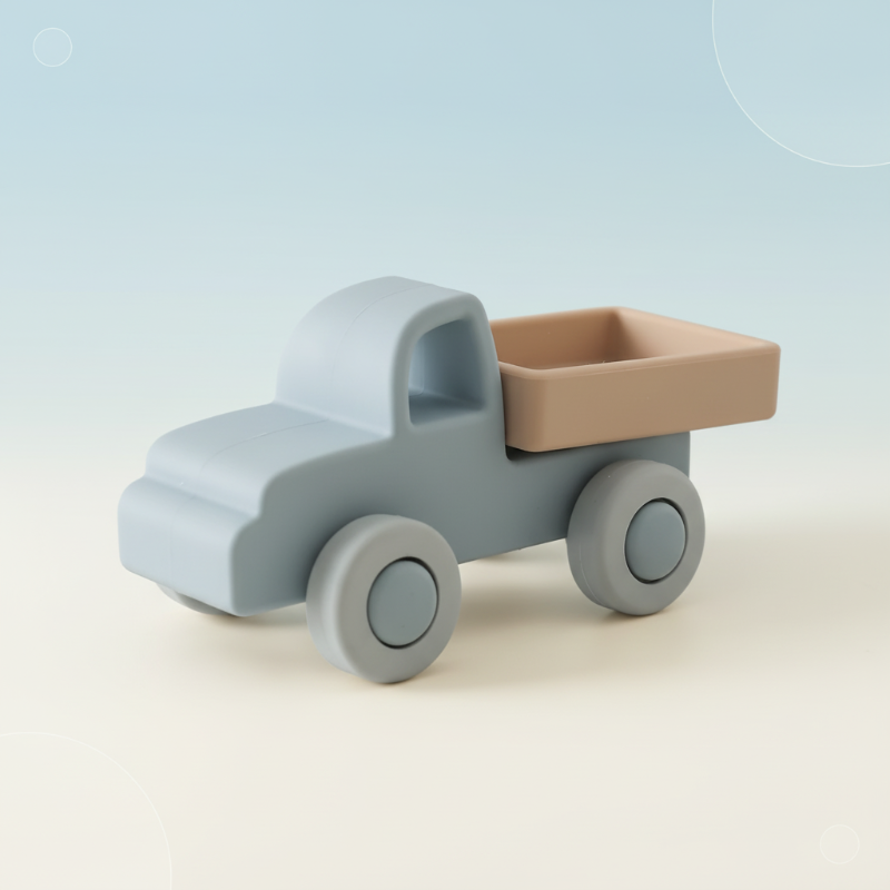 Montessori Silicone Toy Car – Veilig & Bijtvriendelijk – Siliconen Bijt Speelgoed Voertuig