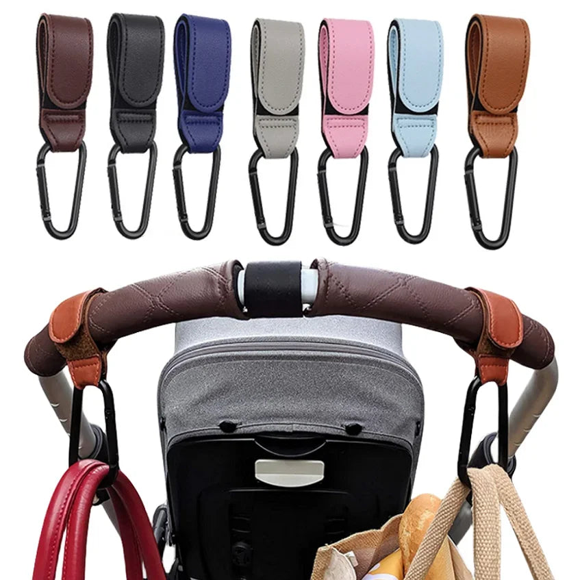 2 stuks lederen winkelwagenhaken kinderwagen haak PU verstelbare kinderwagen haak organisator luiertas hanger kinderen reisaccessoires