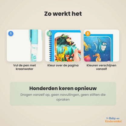 Toverwater Kleurboek: herbruikbaar waterkleurboek, kleuren met alleen water (18 maanden tot 5 jaar)