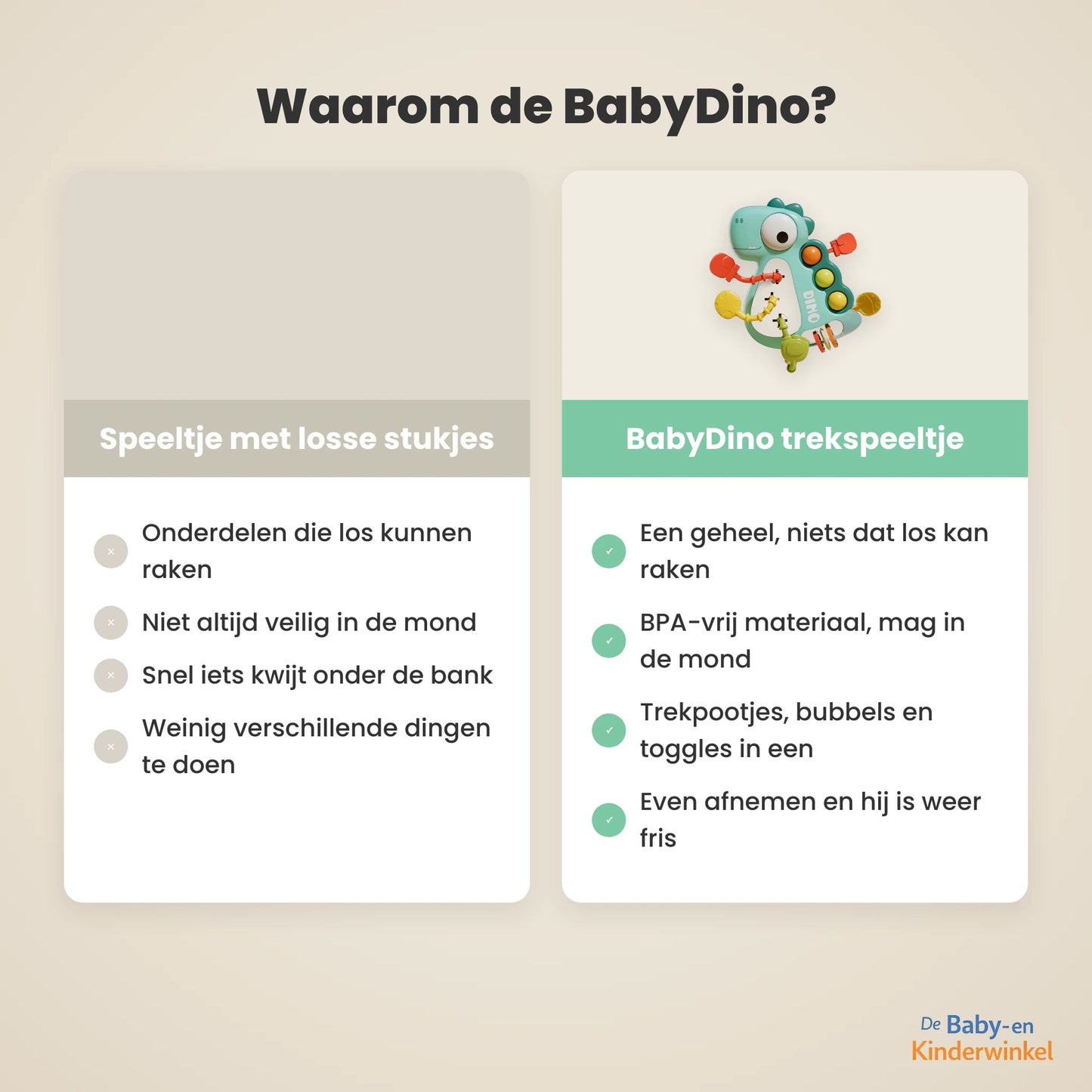 BabyDino™: Montessori trekspeeltje voor grijpen en tandjes (6 maanden tot 3 jaar)