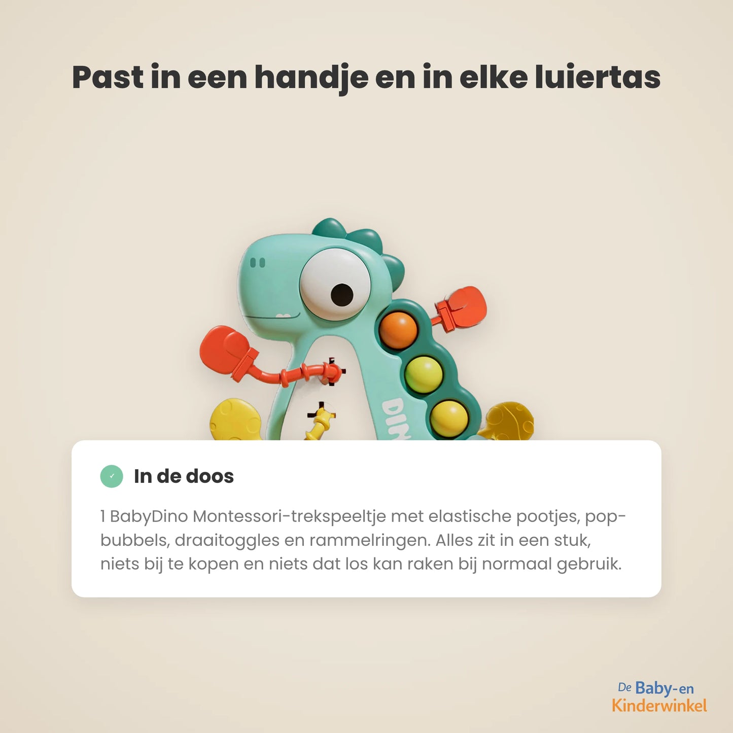 BabyDino™: Montessori trekspeeltje voor grijpen en tandjes (6 maanden tot 3 jaar)