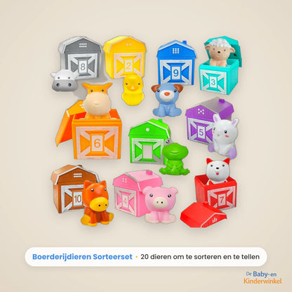 Boerderijdieren Sorteerset: spelend leren tellen en sorteren, zonder scherm (18 maanden tot 5 jaar)