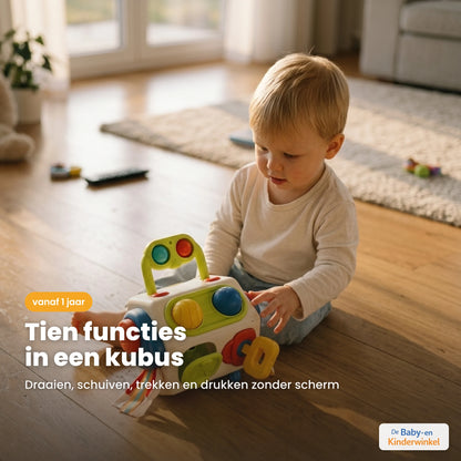 BusyCube™: Montessori activiteitenkubus die kleine handen schermvrij bezighoudt (vanaf 1 jaar)