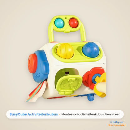 BusyCube™: Montessori activiteitenkubus die kleine handen schermvrij bezighoudt (vanaf 1 jaar)
