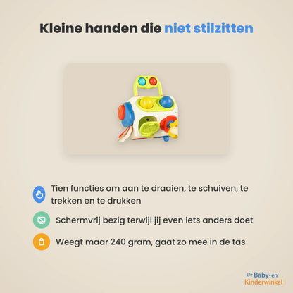 BusyCube™: Montessori activiteitenkubus die kleine handen schermvrij bezighoudt (vanaf 1 jaar)
