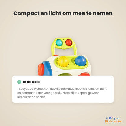 BusyCube™: Montessori activiteitenkubus die kleine handen schermvrij bezighoudt (vanaf 1 jaar)