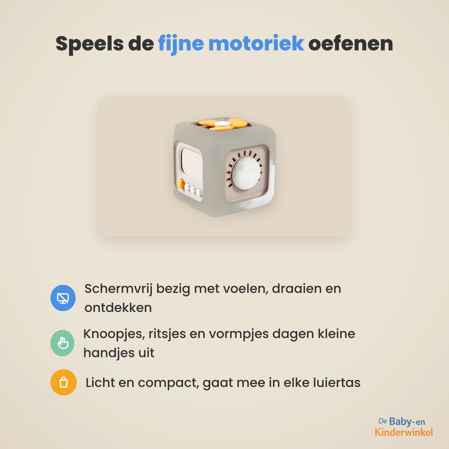 Toddla Busy Cube™: schermvrij sensorisch speelgoed (vanaf 6 maanden)