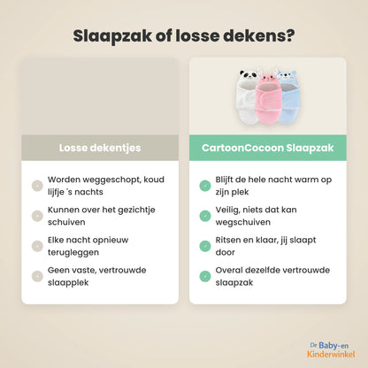CartoonCocoon Babyslaapzak: veilig en warm slapen zonder losse dekens (0 tot 9 maanden)