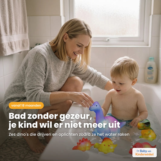 Toddla™ Dino Badspeelgoed: oplichtend bad zonder gezeur (6 stuks, vanaf 18 maanden)