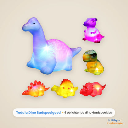 Toddla™ Dino Badspeelgoed: oplichtend bad zonder gezeur (6 stuks, vanaf 18 maanden)