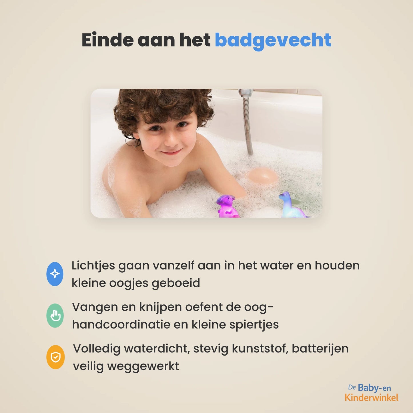 Toddla™ Dino Badspeelgoed: oplichtend bad zonder gezeur (6 stuks, vanaf 18 maanden)