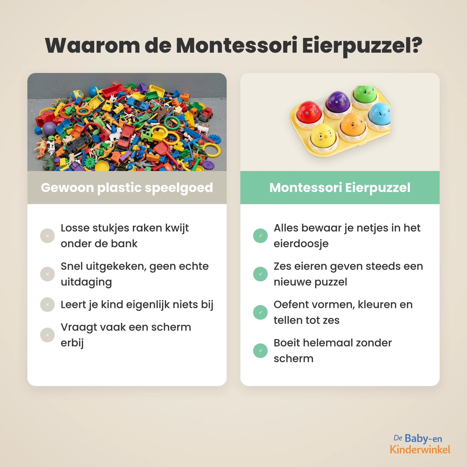 Montessori Eierpuzzel vergelijking