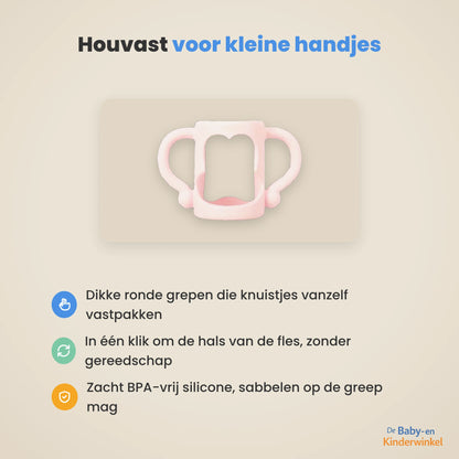 GripFles™ Siliconen Flesgrepen: je baby houdt zelf de fles vast