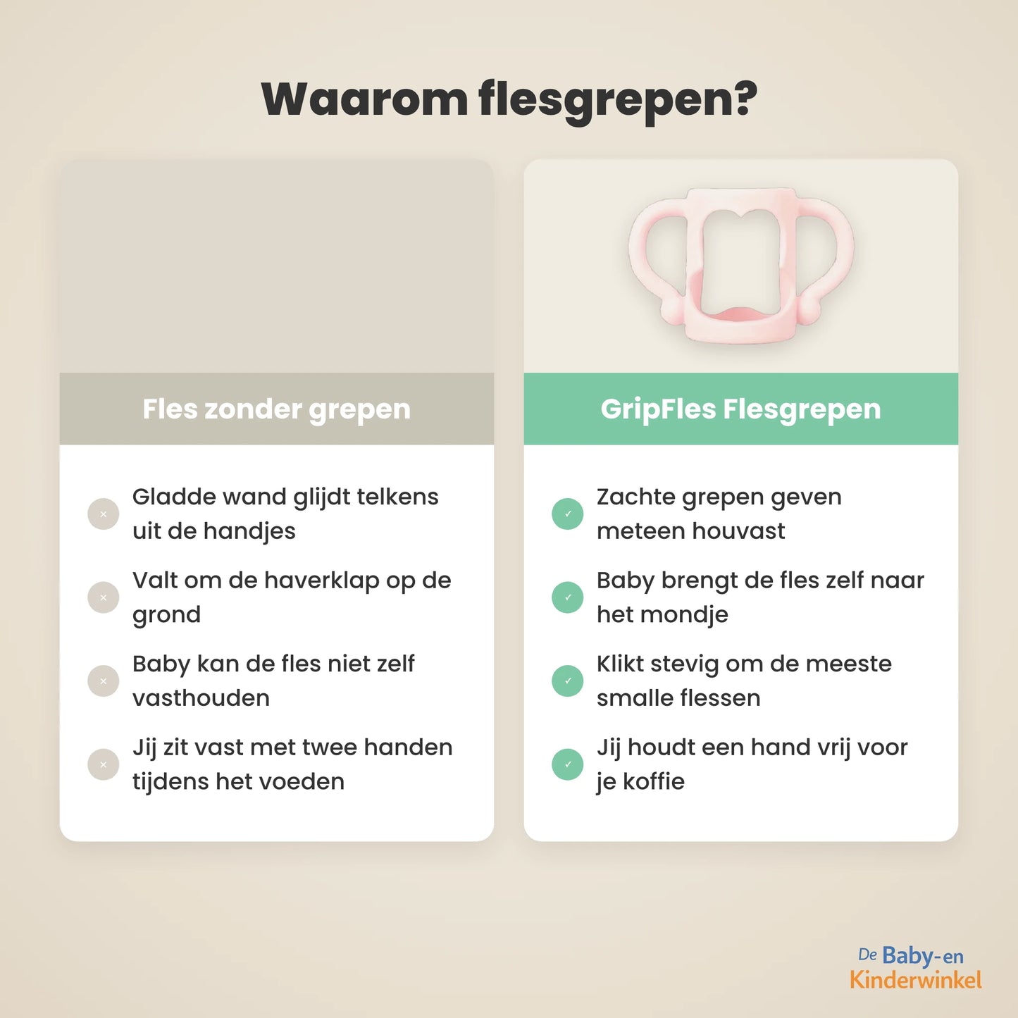 GripFles™ Siliconen Flesgrepen: je baby houdt zelf de fles vast