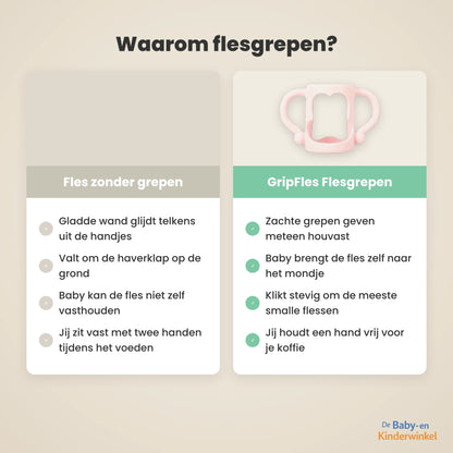 GripFles™ Siliconen Flesgrepen: je baby houdt zelf de fles vast
