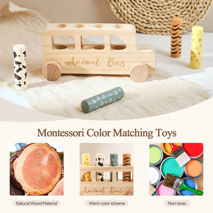 PressBus – Montessori & Leerzaam – Houten Druk Speelbus