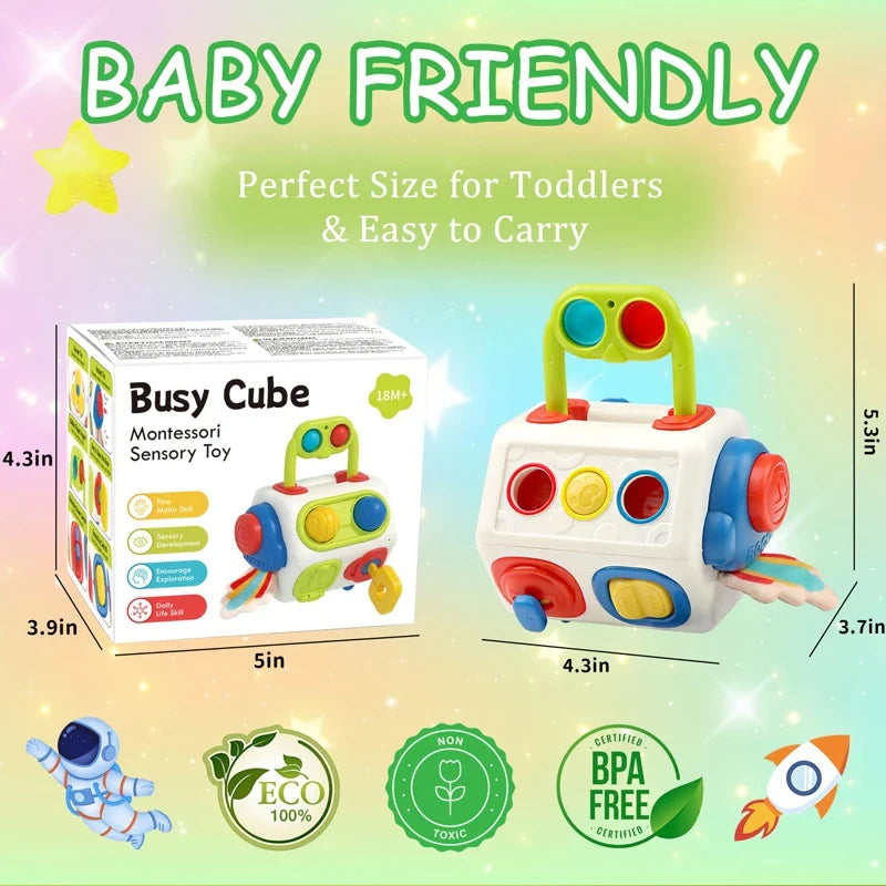 BusyCube – Slim & Speels – Montessori Fidget Kubus 10-in-1