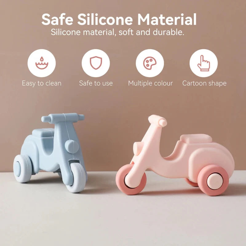 Montessori Silicone Toy Car – Veilig & Bijtvriendelijk – Siliconen Bijt Speelgoed Voertuig