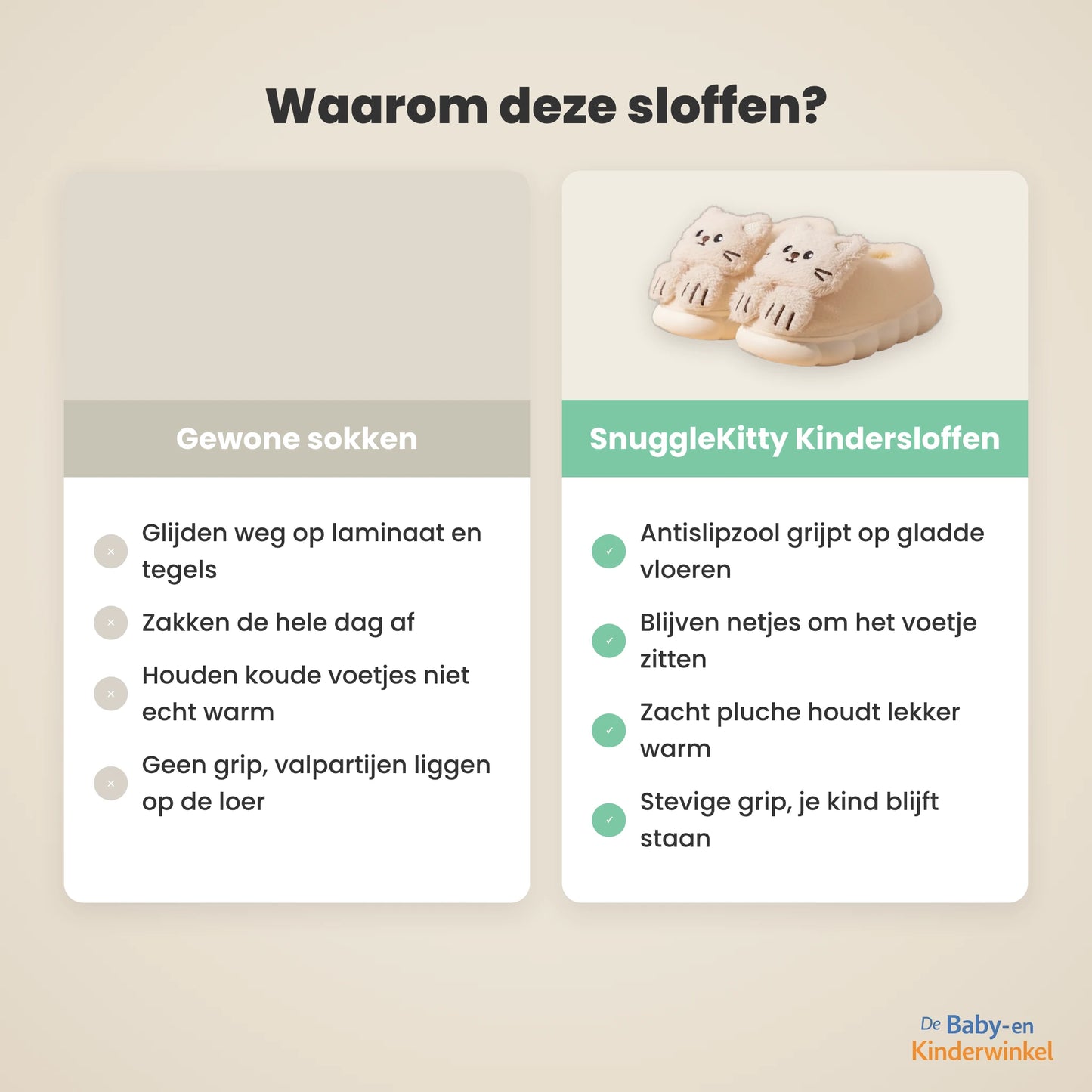 SnuggleKitty™ kindersloffen: warme voetjes met antislipzool (1 tot 6 jaar)