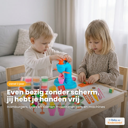 PlayDough Fun™: kleiset met hamburgerpers, ijsjes- en noedelmachine, schermvrij bezig (vanaf 3 jaar)