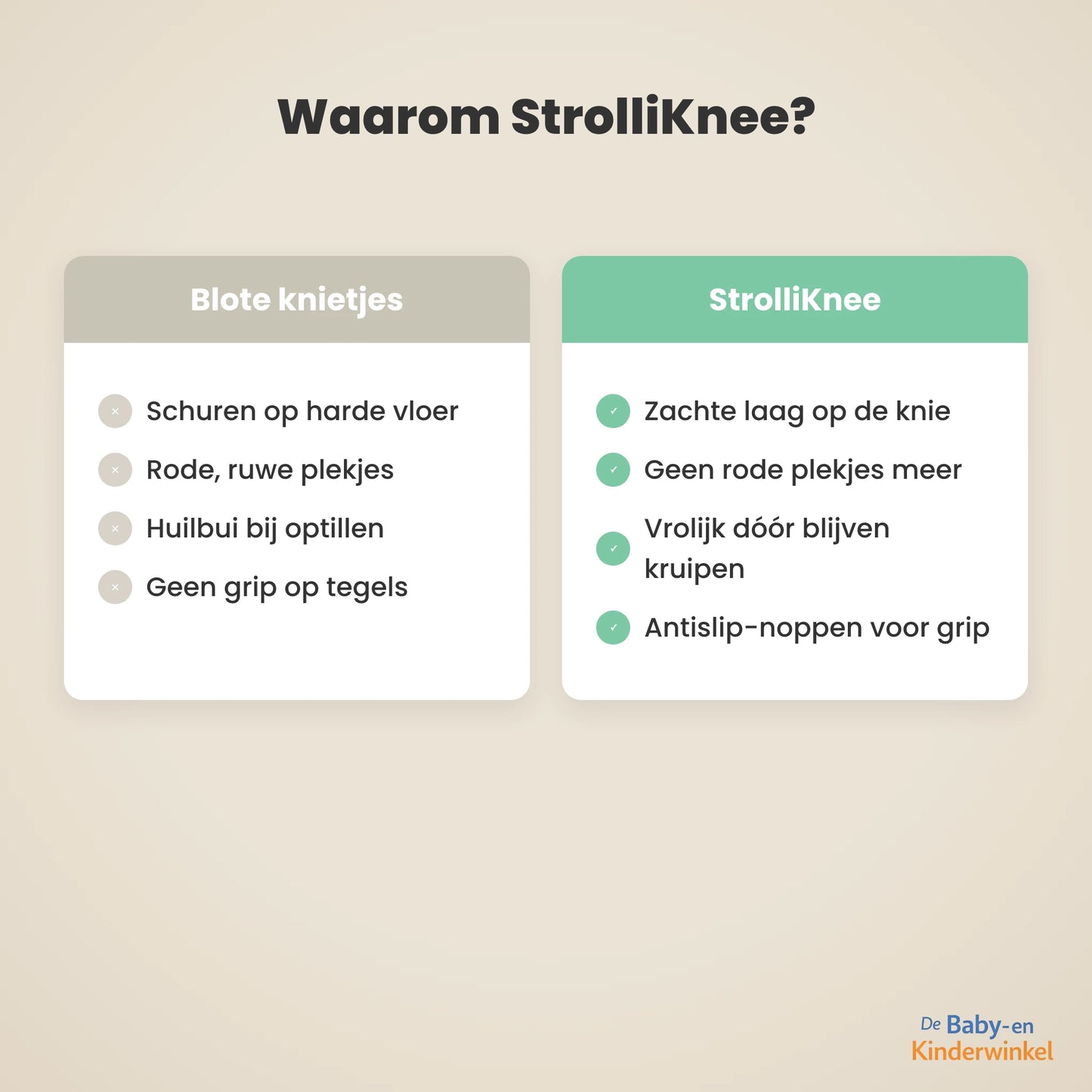 StrolliKnee™ kniebeschermers baby: zacht kruipen op harde vloer (0 tot 18 maanden)