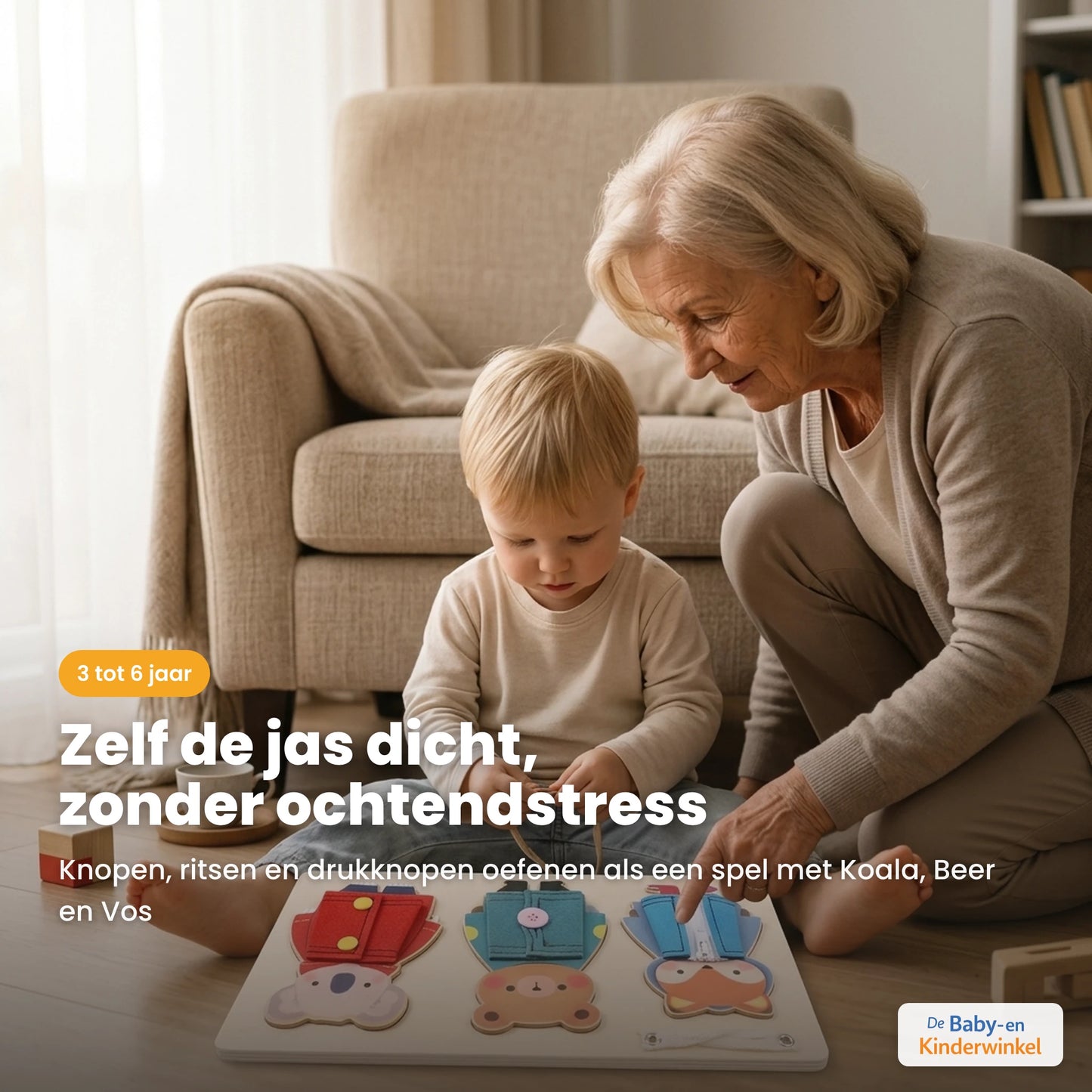 MiniSkills Montessori oefenbord sfeerbeeld in gebruik