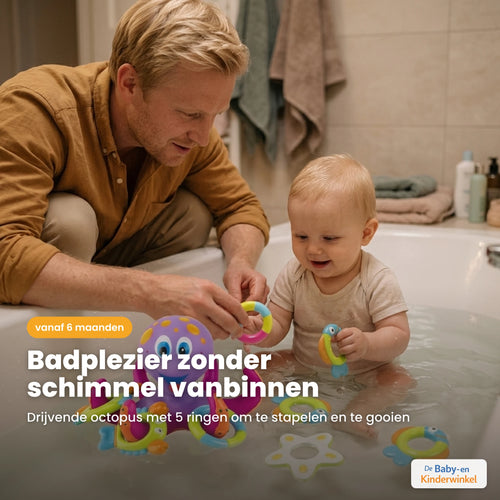 Octopus Badspeeltje™: schimmelvrij badplezier met 5 stapelringen (vanaf 6 maanden)