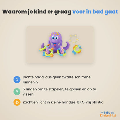 Octopus Badspeeltje™: schimmelvrij badplezier met 5 stapelringen (vanaf 6 maanden)