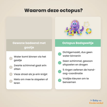 Octopus Badspeeltje™: schimmelvrij badplezier met 5 stapelringen (vanaf 6 maanden)