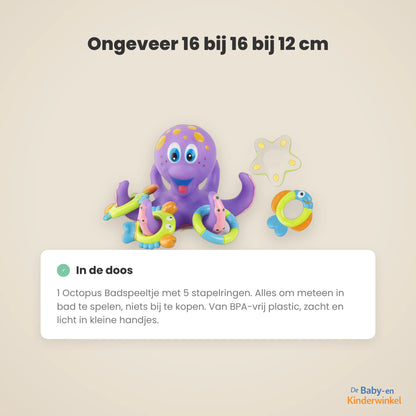 Octopus Badspeeltje™: schimmelvrij badplezier met 5 stapelringen (vanaf 6 maanden)