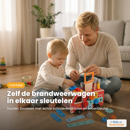 BuildRescue Brandweerwagen: houten bouwset om zelf te sleutelen (3 tot 6 jaar)