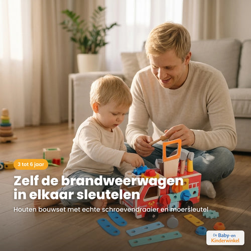 BuildRescue Brandweerwagen: houten bouwset om zelf te sleutelen (3 tot 6 jaar)