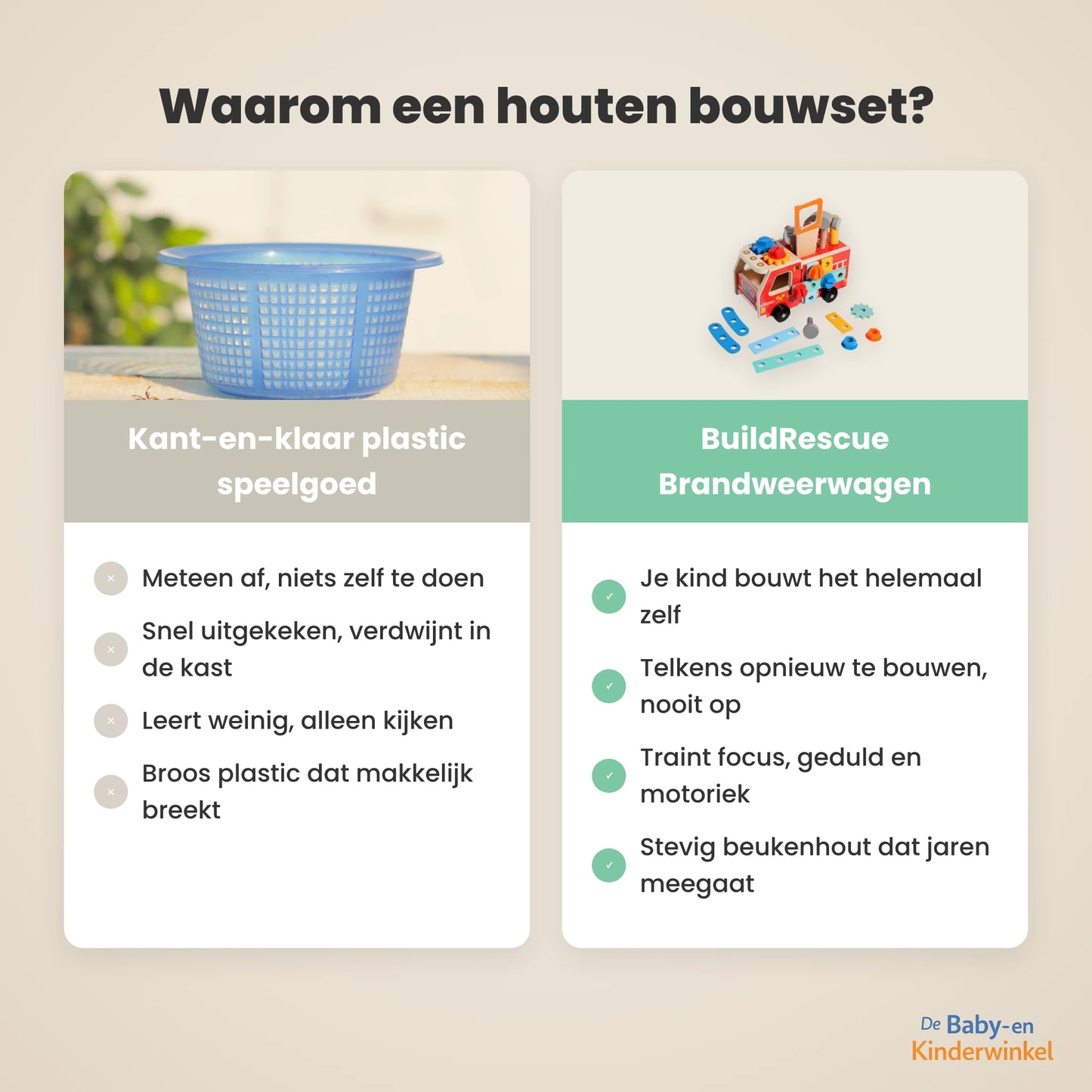 BuildRescue Brandweerwagen: houten bouwset om zelf te sleutelen (3 tot 6 jaar)
