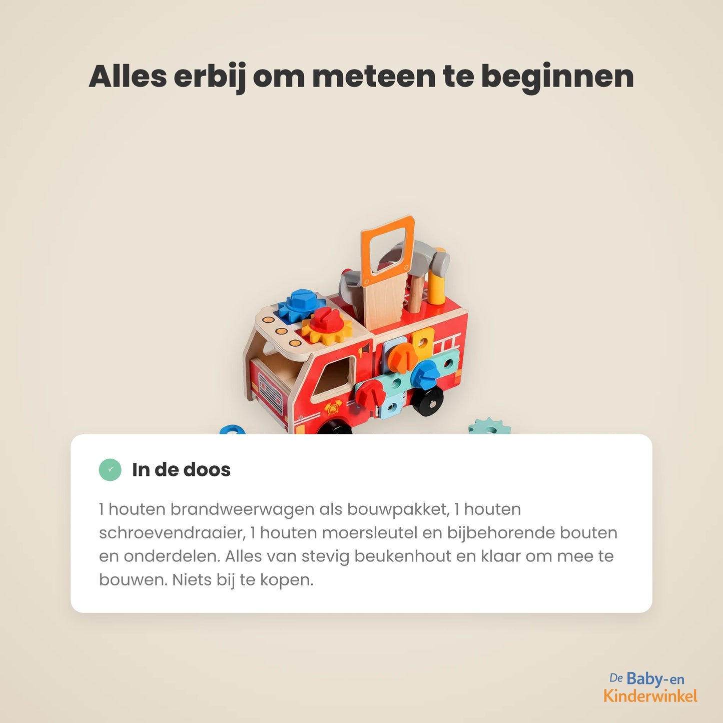BuildRescue Brandweerwagen: houten bouwset om zelf te sleutelen (3 tot 6 jaar)