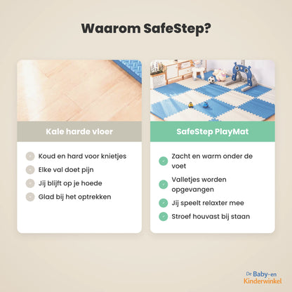 SafeStep PlayMat™: zachte speelmat die valletjes op harde vloer opvangt