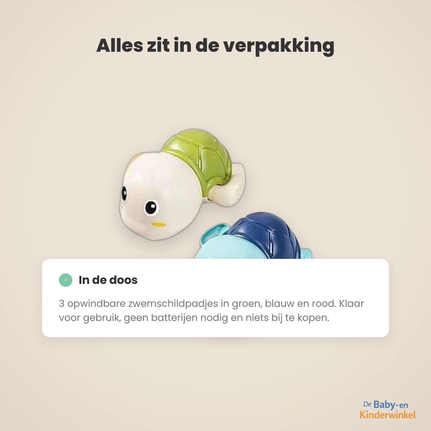 Toddla Zwemschildpadjes inhoud en formaat