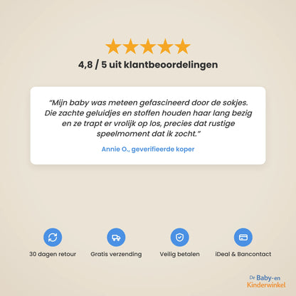 StrolliSock™ rammelsokjes: baby ontdekt spelend de voetjes (0 tot 12 maanden)