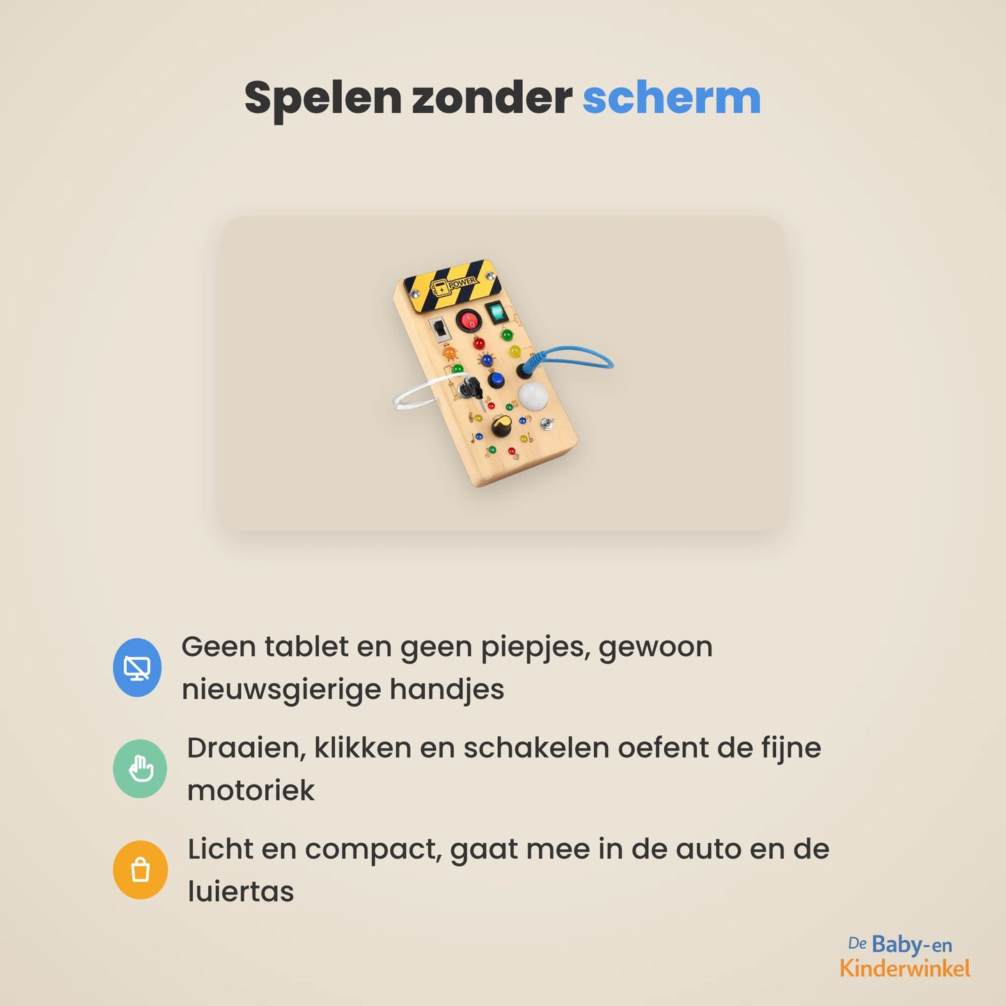 Toddla™ Montessori Busy Board: schermvrij spelen en oefenen (vanaf 18 maanden)