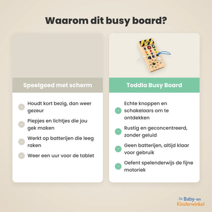 Toddla™ Montessori Busy Board: schermvrij spelen en oefenen (vanaf 18 maanden)