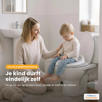 PottyStart Kindertoiletbril met spatrand voor jongens en meisjes (zindelijkheidstraining) sfeerbeeld in gebruik