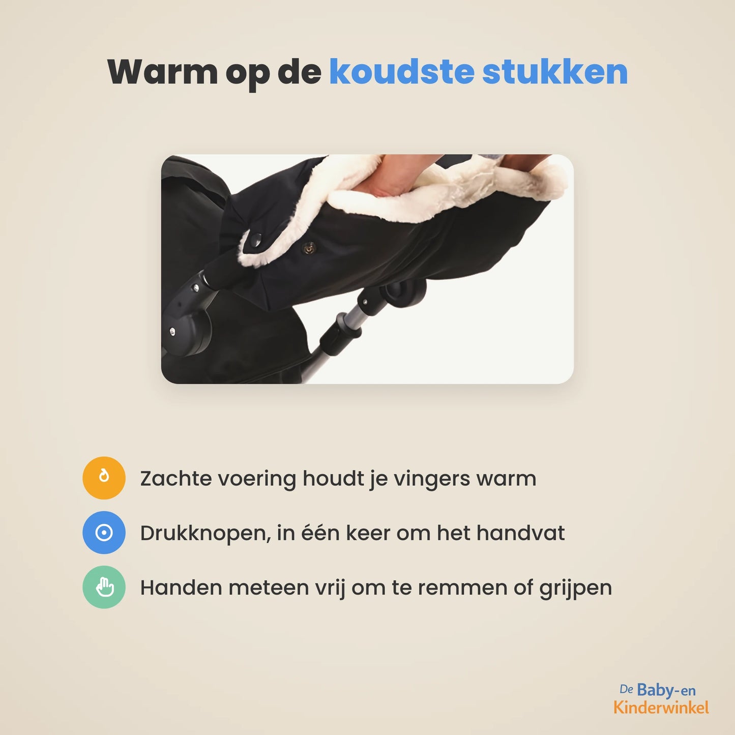 WarmGrip™ Kinderwagen Handwarmers: warme handen aan de wagen, zonder handschoenen