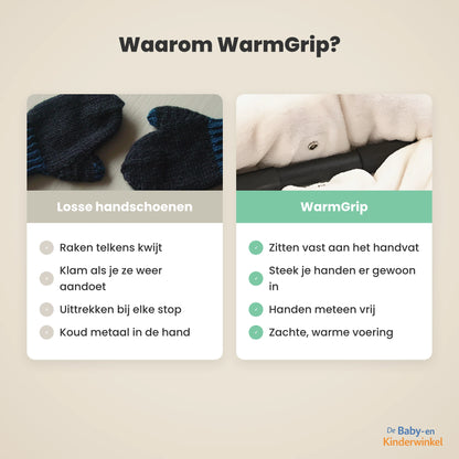 WarmGrip™ Kinderwagen Handwarmers: warme handen aan de wagen, zonder handschoenen