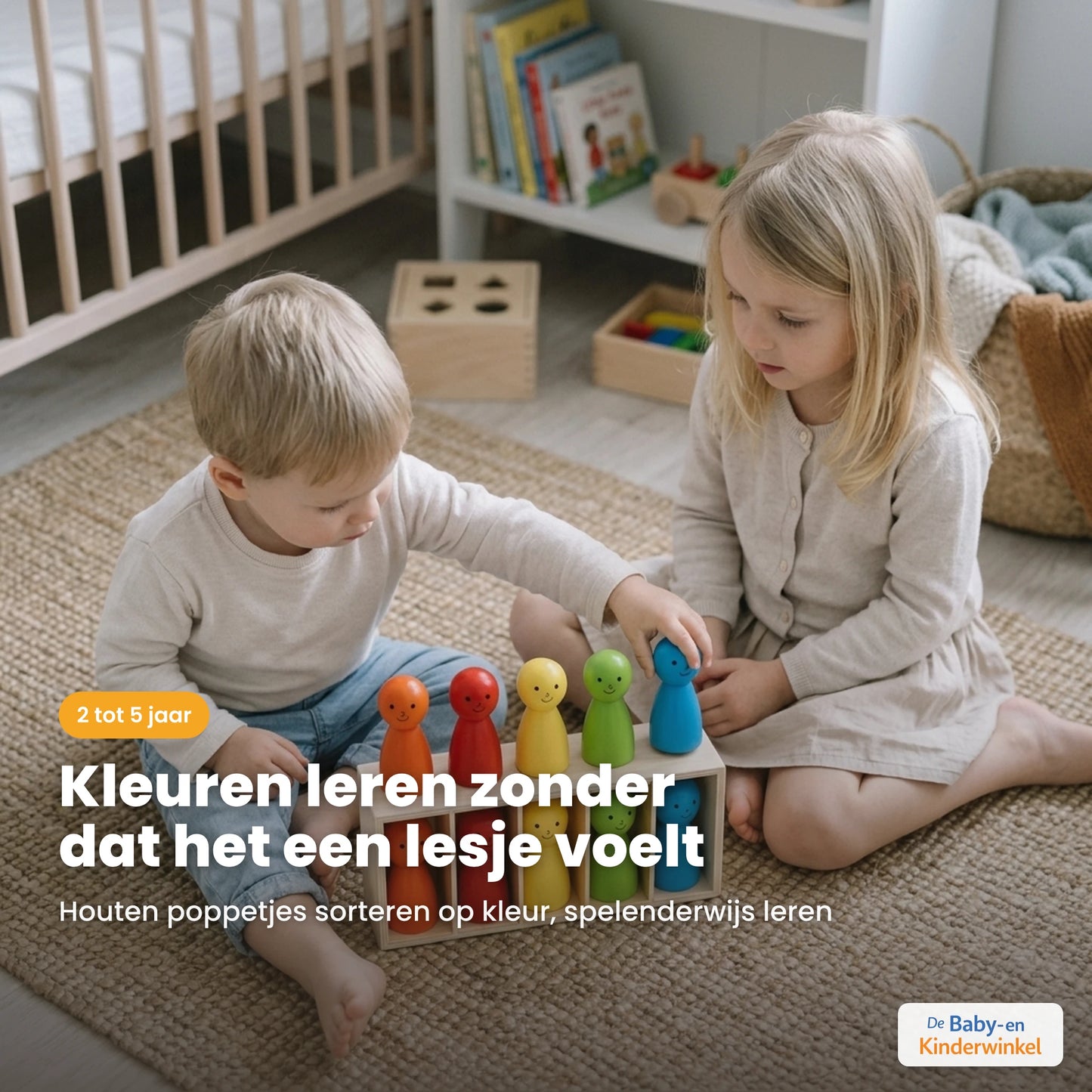 WoodenMatch™: houten Montessori kleurenspel dat spelend kleuren leert (2 tot 5 jaar)