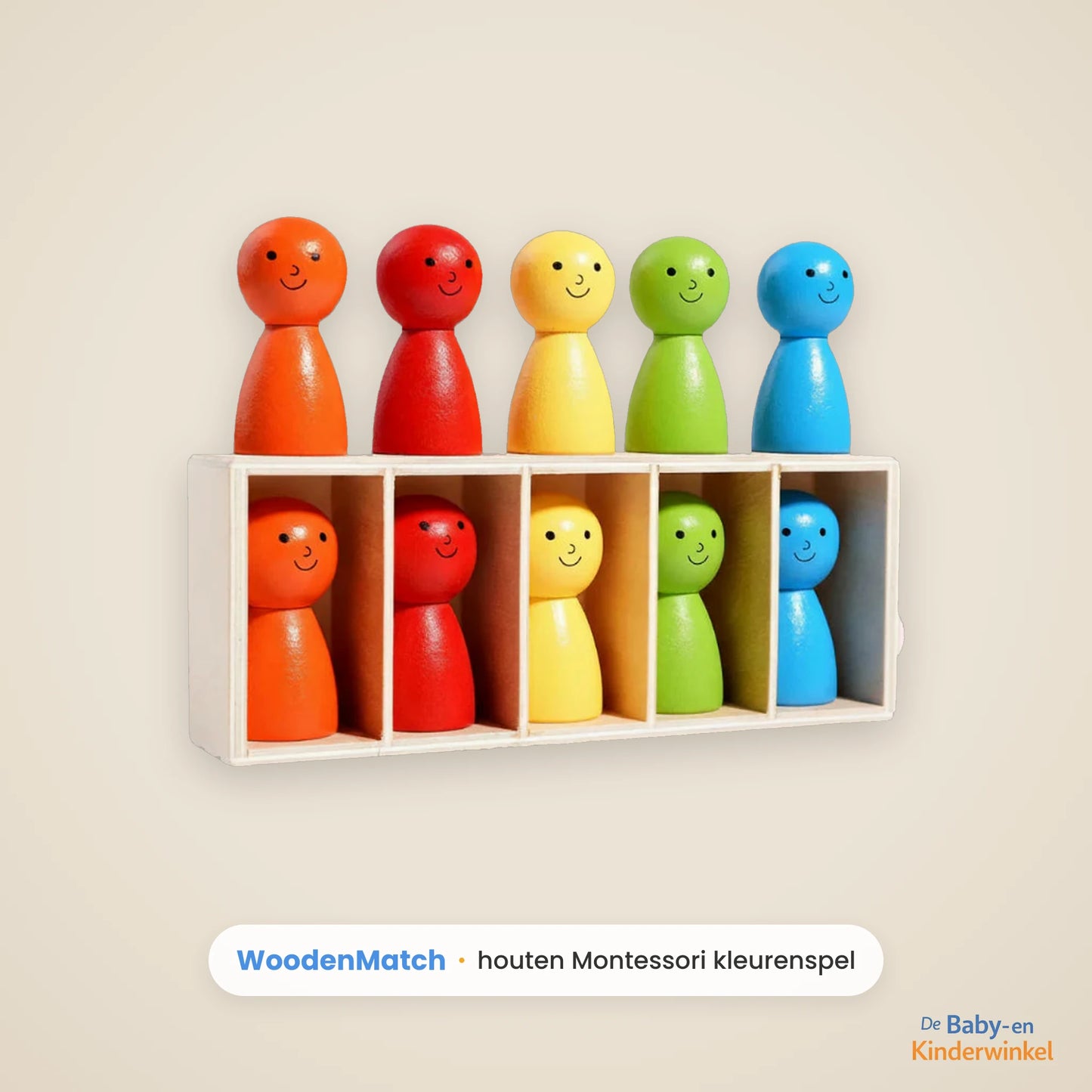 WoodenMatch™: houten Montessori kleurenspel dat spelend kleuren leert (2 tot 5 jaar)