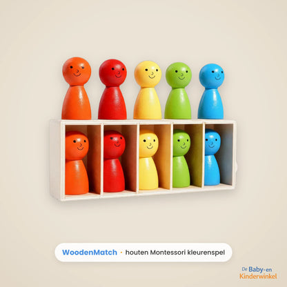 WoodenMatch™: houten Montessori kleurenspel dat spelend kleuren leert (2 tot 5 jaar)